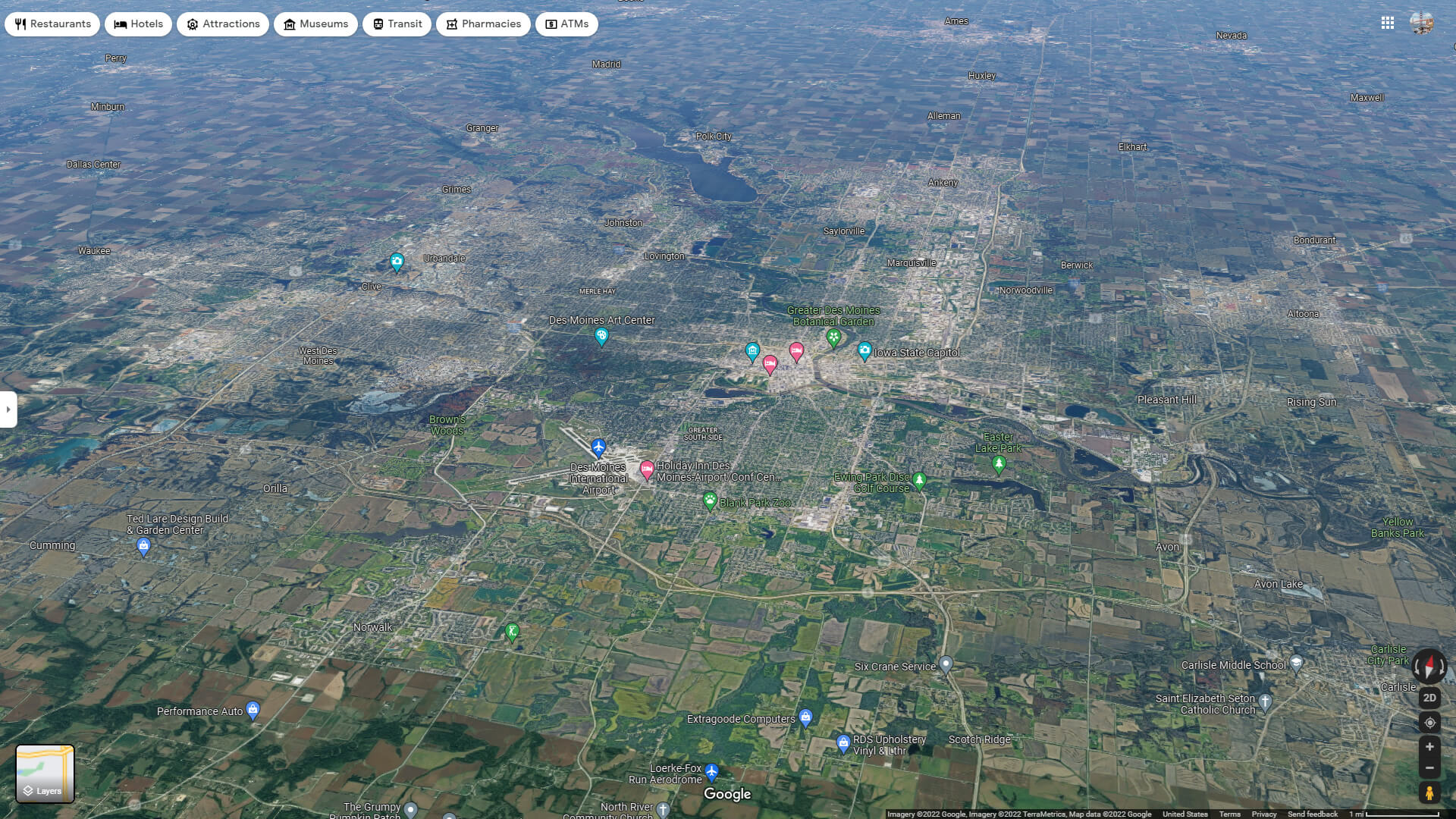 Des Moines Aerial Map Iowa